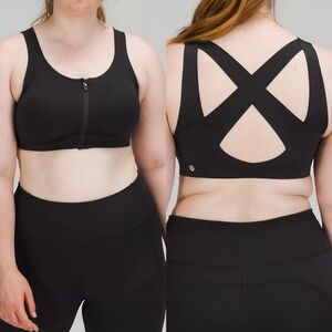 Lululemon Enlite Front Zip Bra 32E Black High Support Breathable Comfort Stretch
